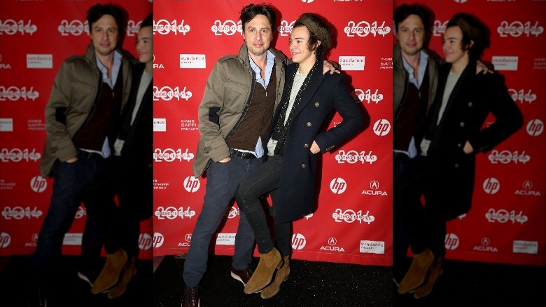 Zach Braff and Harry Styles pose for a silly picture 