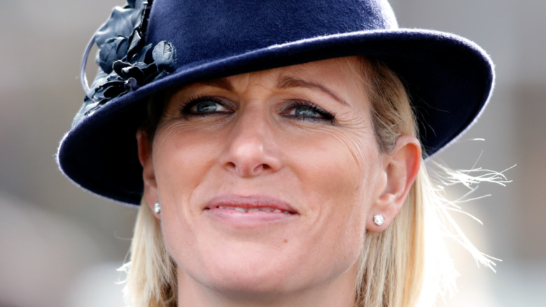 Zara Tindall in blue hat