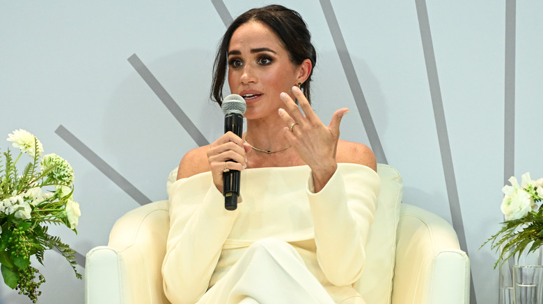 Meghan Markle speaking at The Archewell Foundation Parents' Summit.