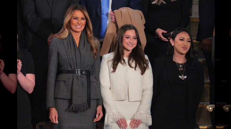 First Lady Melania Trump, deepfake victim Elliston Berry, and Alexis Nungaray attend U.S. President Donald Trump address to a joint session of Congress at the U.S. Capitol on March 04, 2025 in Washington, DC (2025)