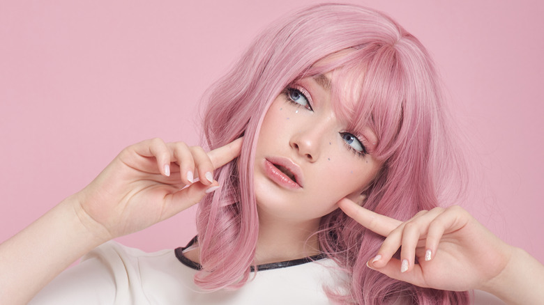 Girl with pink hair