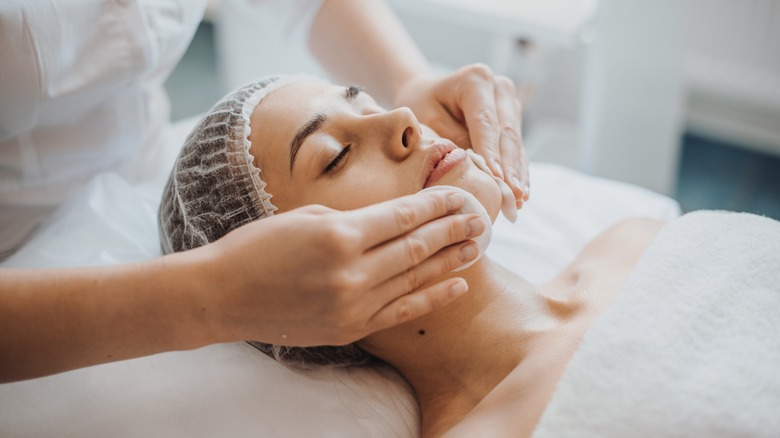 Woman getting a facial