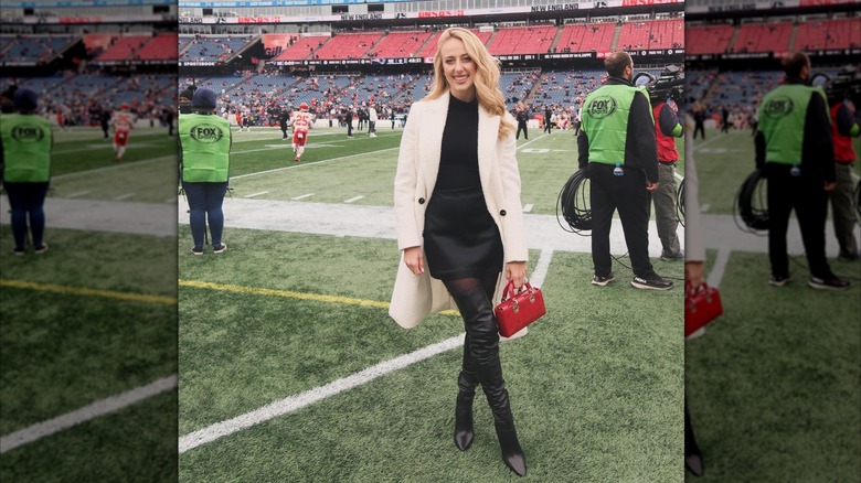 Brittany Mahomes on the sidelines during a 2023 Chiefs game