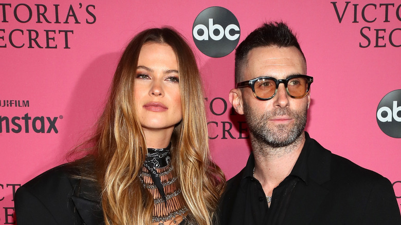 Behati Prinsloo and Adam Levine attends the 2018 Victoria's Secret Fashion Show After Party on November 8, 2018 in New York City.
