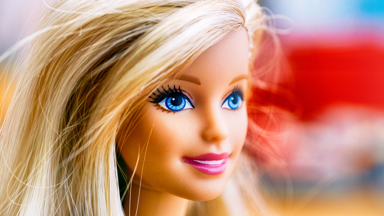 Blond Barbie smiling