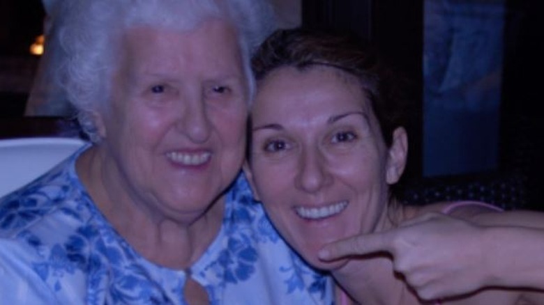 Celine Dion smiling with her mother