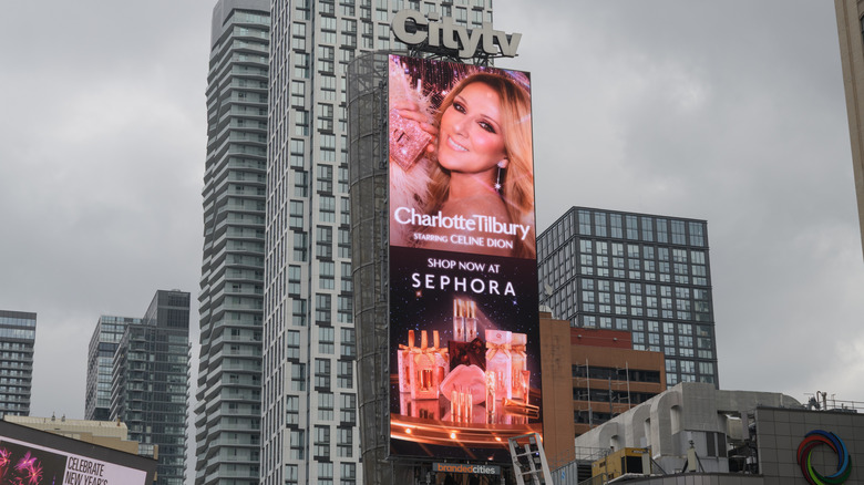 Billboard of Celine Dion's Charlotte Tilbury campaign
