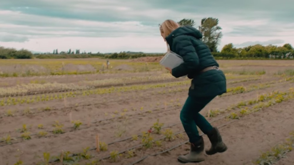 Erin Benzakein working on her farm