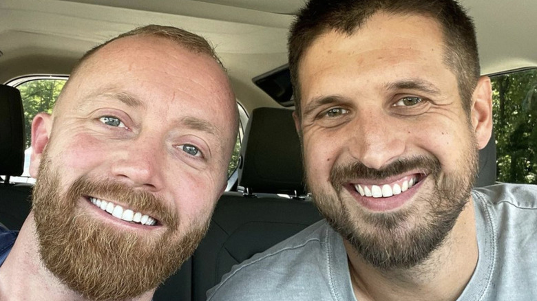 Keith Bynum and Evan Thomas selfie in car