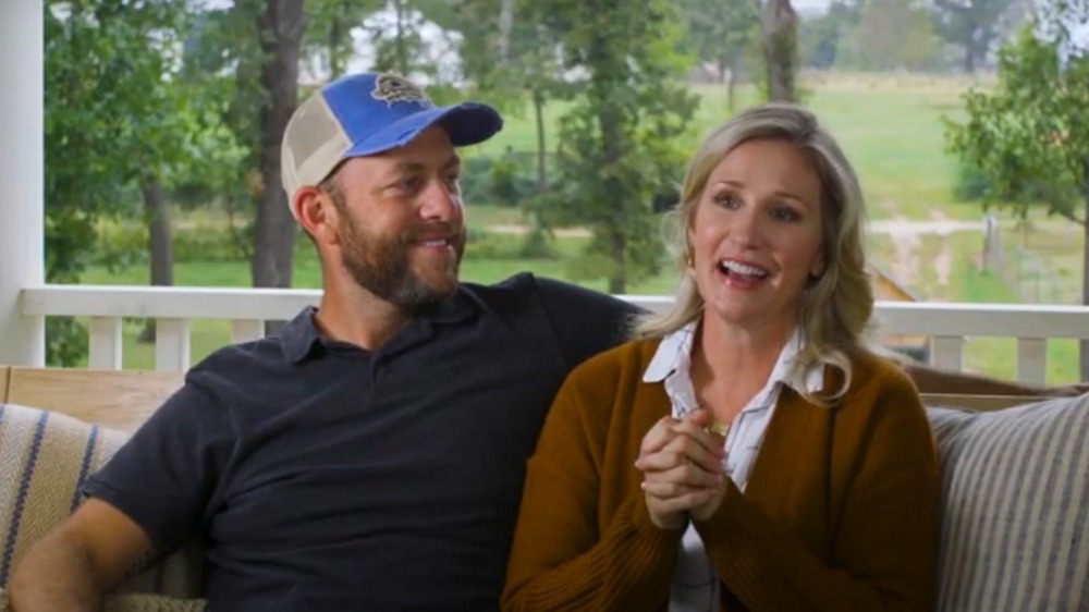 Dave and Jenny Marrs on a sofa swing on Fixer to Fabulous