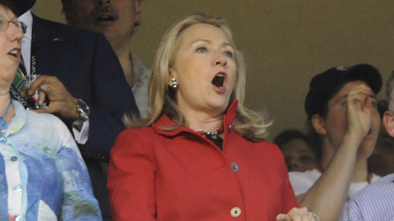 Hillary Clinton with mouth open