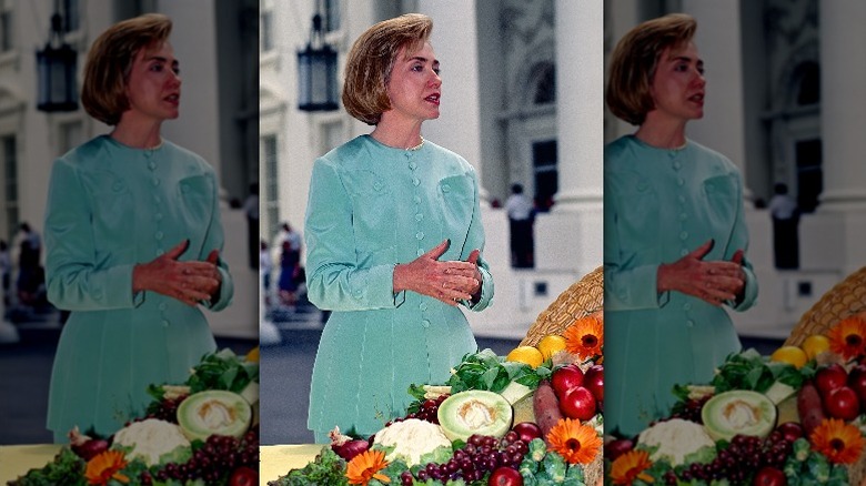 Hillary Clinton with vegetables