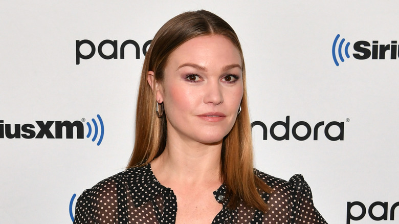 Julia Stiles stares ahead siriusxm