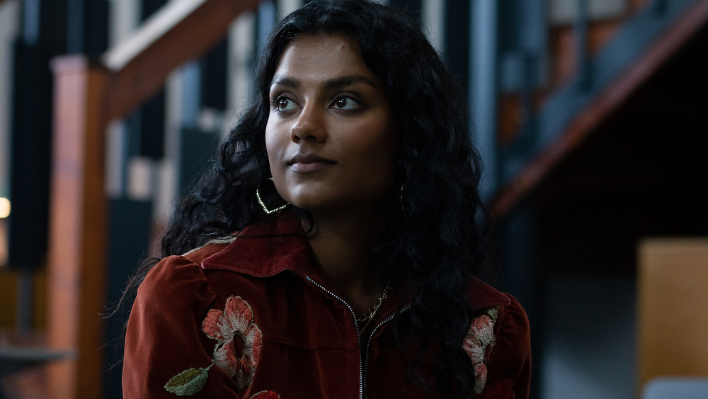Simone Ashley wearing an embroidered jacket