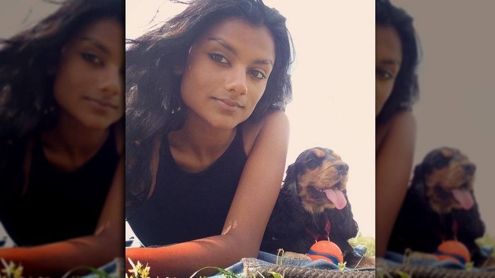 Simone Ashley with her dog