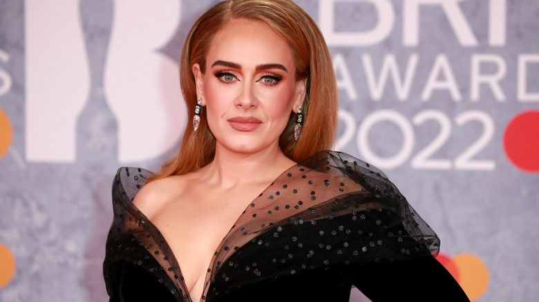 Adele wearing a black dress