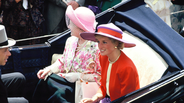 the Queen Mother with Princess Diana