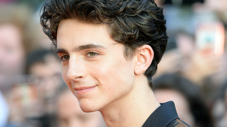 Timothée Chalamet smiling with short hair
