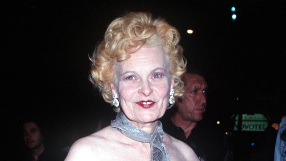 Vivienne Westwood wearing a neck scarf