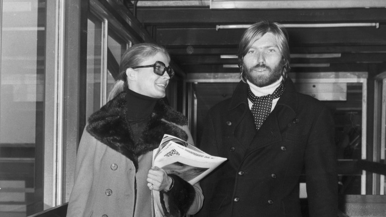 Black and white photo of Candice Bergen and Terry Melcher in 1968.
