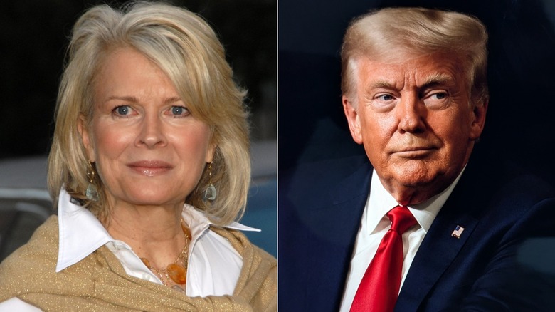 Split image of Candice Bergen in 2006 and Donald Trump in 2025.