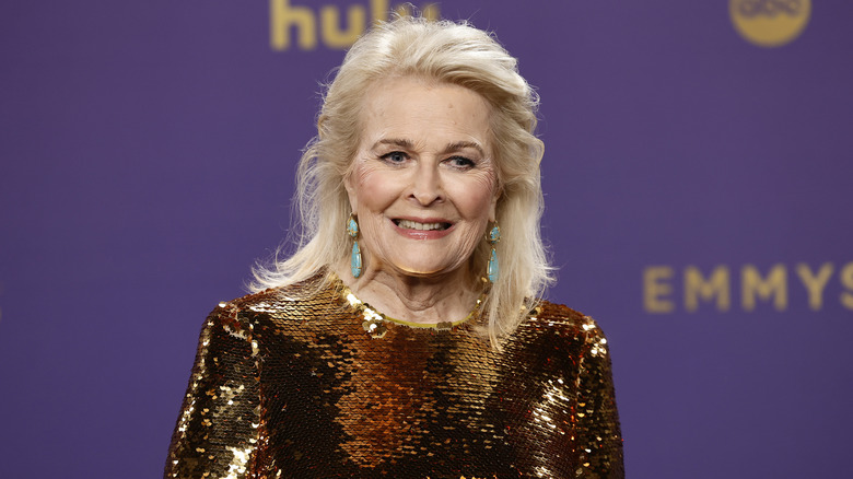 Candice Bergen posing on the Emmys red carpet in 2024.
