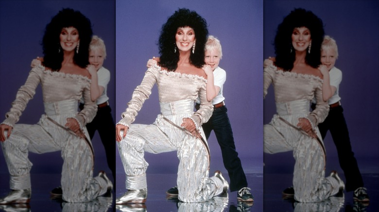 Cher and young Elijah Blue Allman pose in 1980