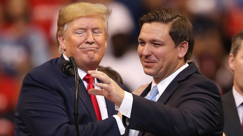 Donald Trump and Ron DeSantis at a homecoming campaign rally