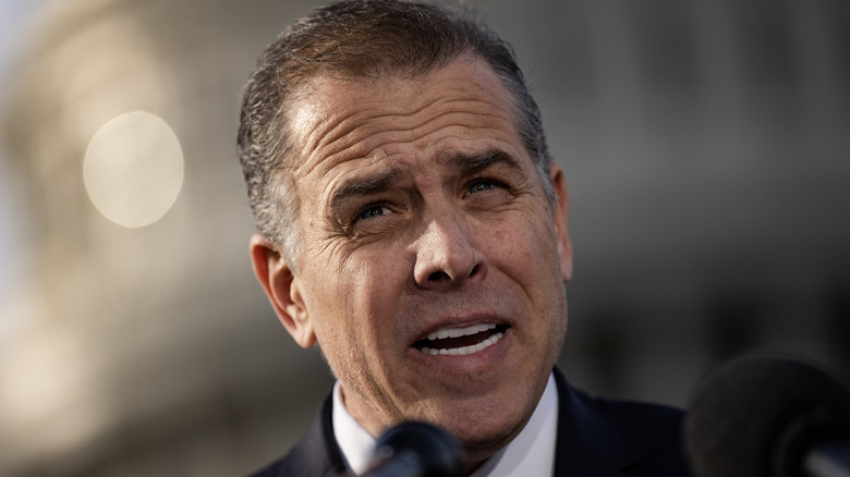 Closeup of Hunter Biden delivering speech