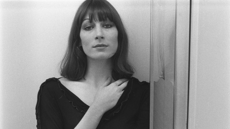 Black and white photo of Anjelica Huston in 1971