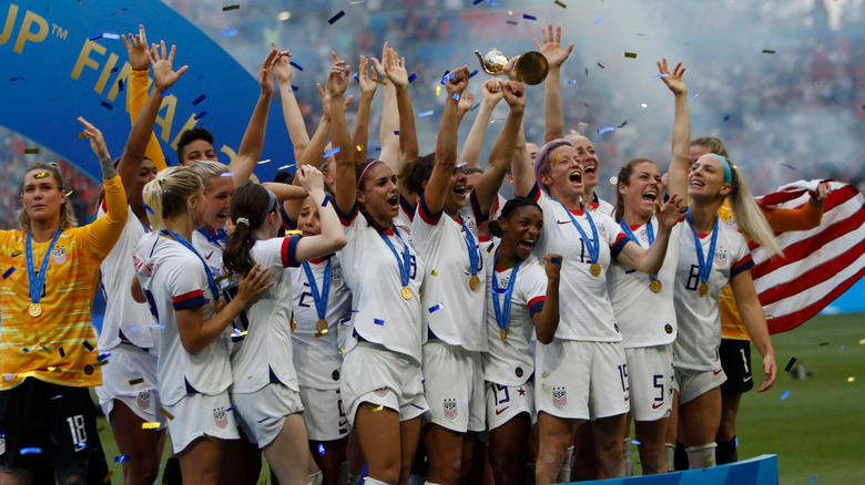 USWNT celebrating 