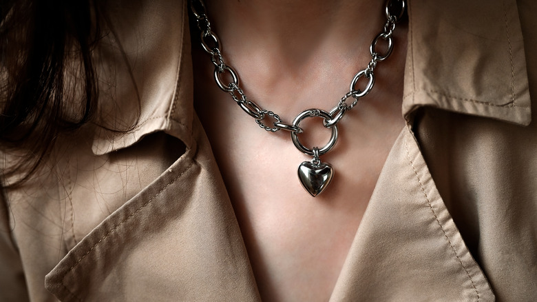 woman wearing sterling silver necklace