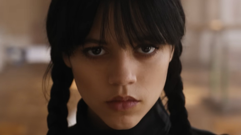 Actress Jenna Ortega with a serious face