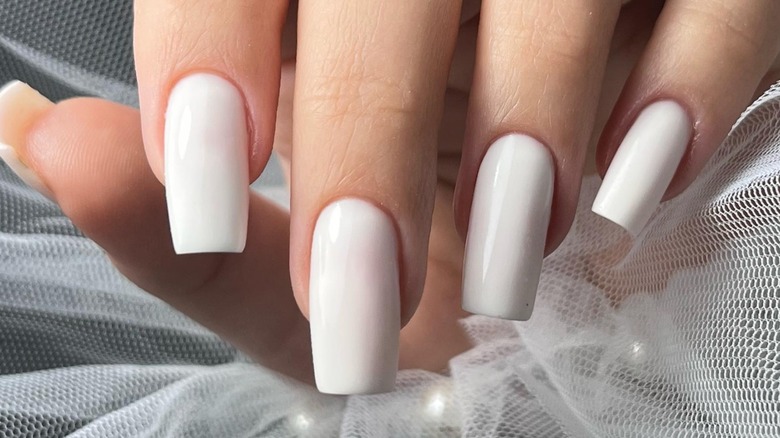 WHITE DRIP: Long White Coffin Press On Nails | Lavaa Beauty