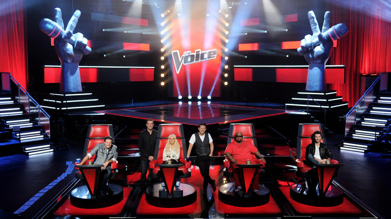 The Voice judges pose on set