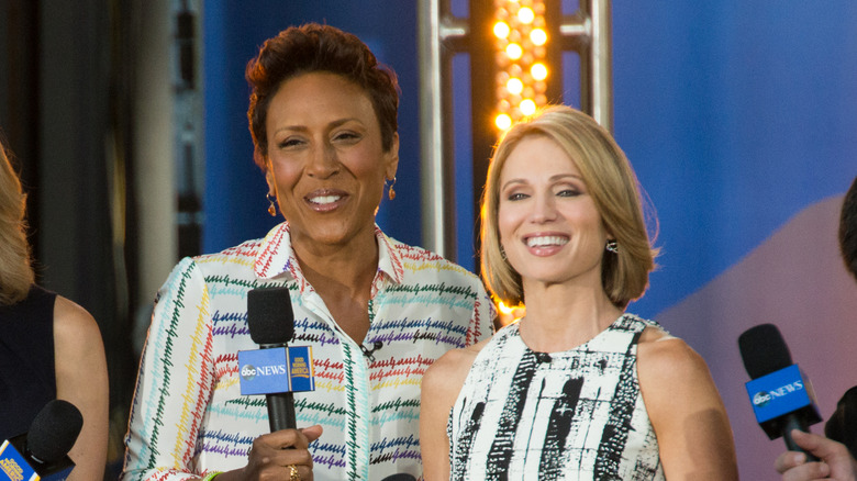 Robin Roberts and Amy Robach during filming