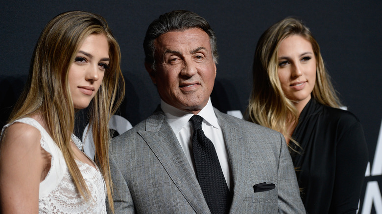 Sylvester Stallone with his two daughters