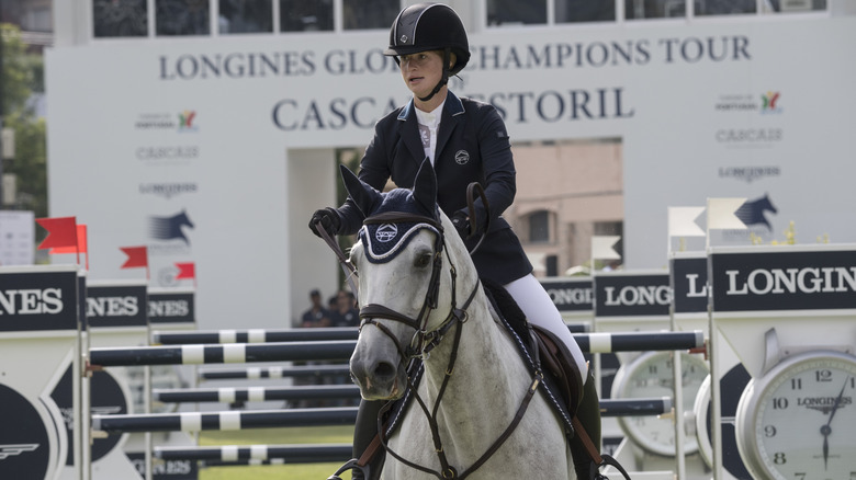 Jennifer Gates of USA during the CSI5 Global Champions League of Cascais Final against the clock team and individual jumping competition at the final day of Longines Global Champions Tour on July 8, 2017 in Cascais, Portugal (2017)