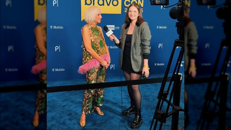 Margaret Josephs getting interviewed on the red carpet