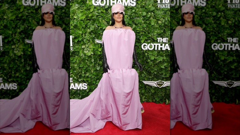 Rihanna posing in all pink