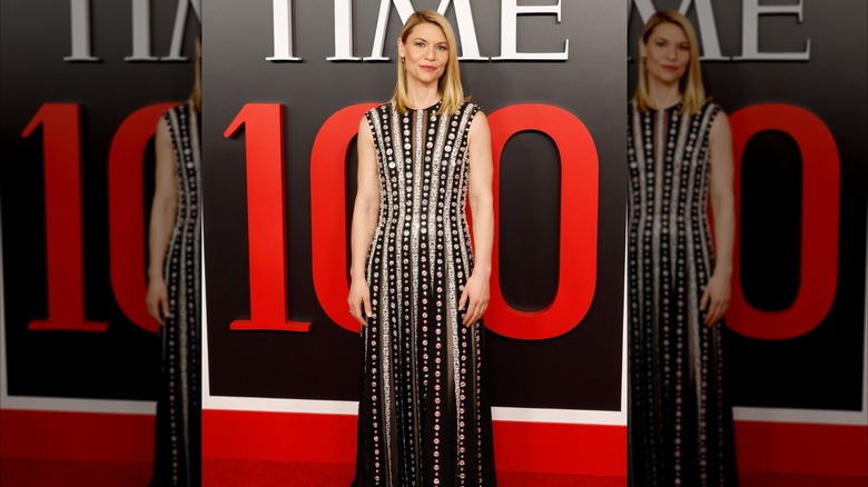 Claire Danes in a striped dress