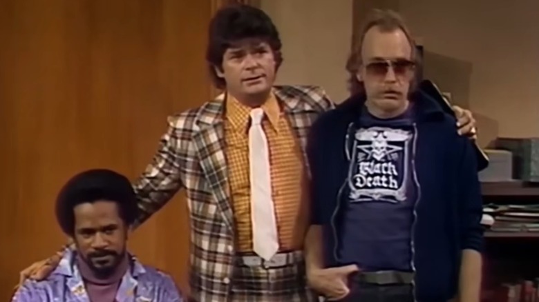 Tim Reid, Frank Bonner, and Howard Hessman in WKRP in Cincinnati