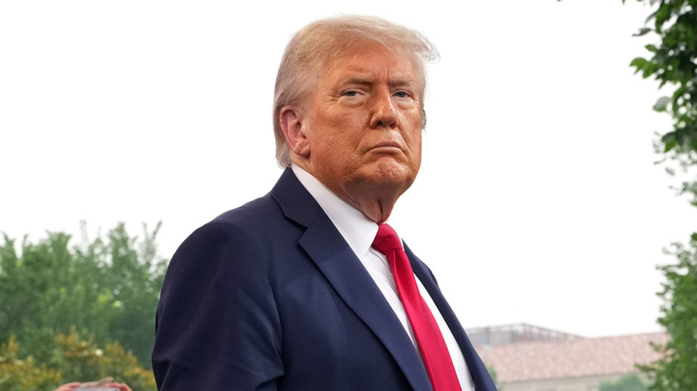 Donald Trump staring solemnly at the camera