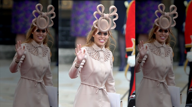 Princess Beatrice at William and Kate's wedding with odd fascinator
