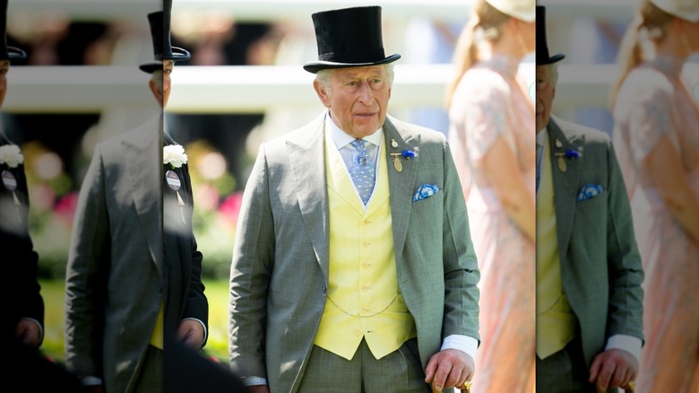 King Charles III staring