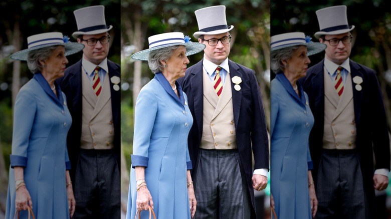 Alexander Windsor, Earl of Ulster and Birgitte, Duchess of Gloucester standing together