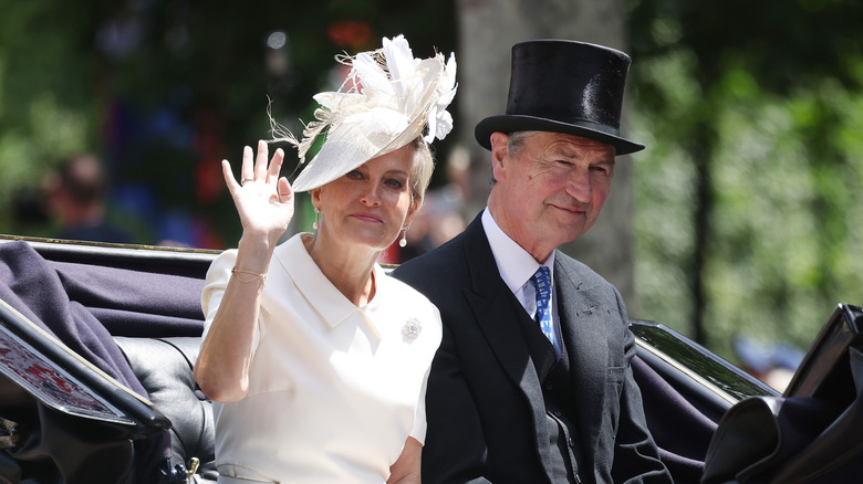 Sophie, Duchess Of Edinburgh, and Prince Edward, Duke of Edinburgh, sitting together in carriage