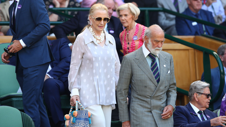 Princess and Prince Michael walking in the stands at Wimbledon