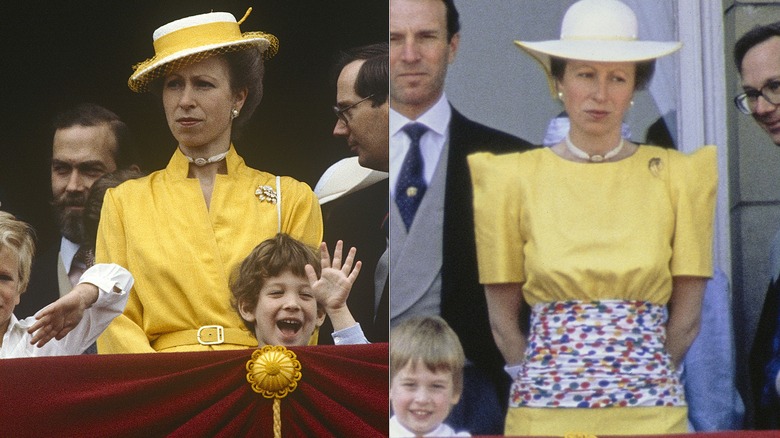 Princess Anne in yellow dresses 1983/1986 Trooping the Colour