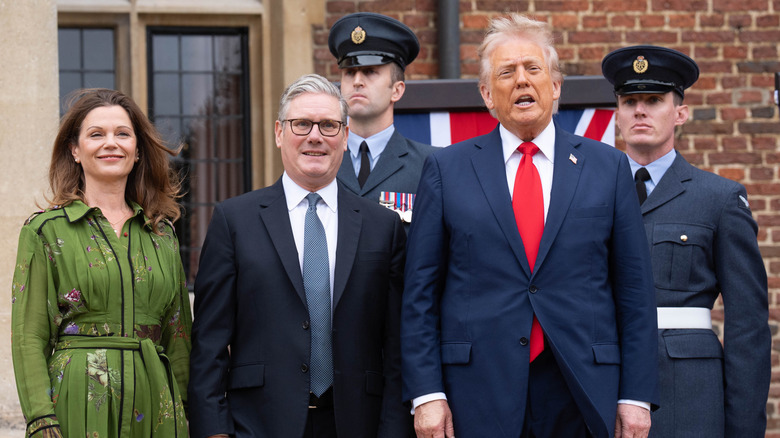 Donald Trump speaking in front of a group